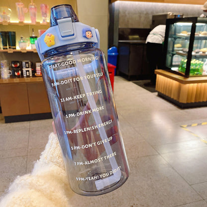 Garrafa de água transparente TikTok à prova de vazamento 2000ml Rede Canan