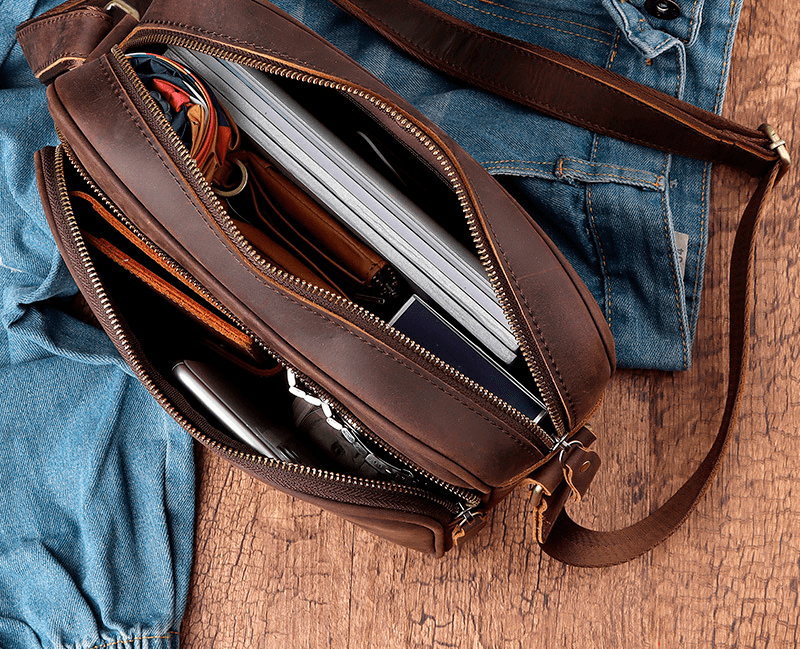 Nécessaire/bolsa de couro masculina - Rede Canan