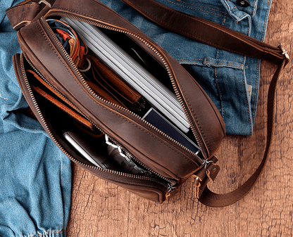 Nécessaire/bolsa de couro masculina - Rede Canan