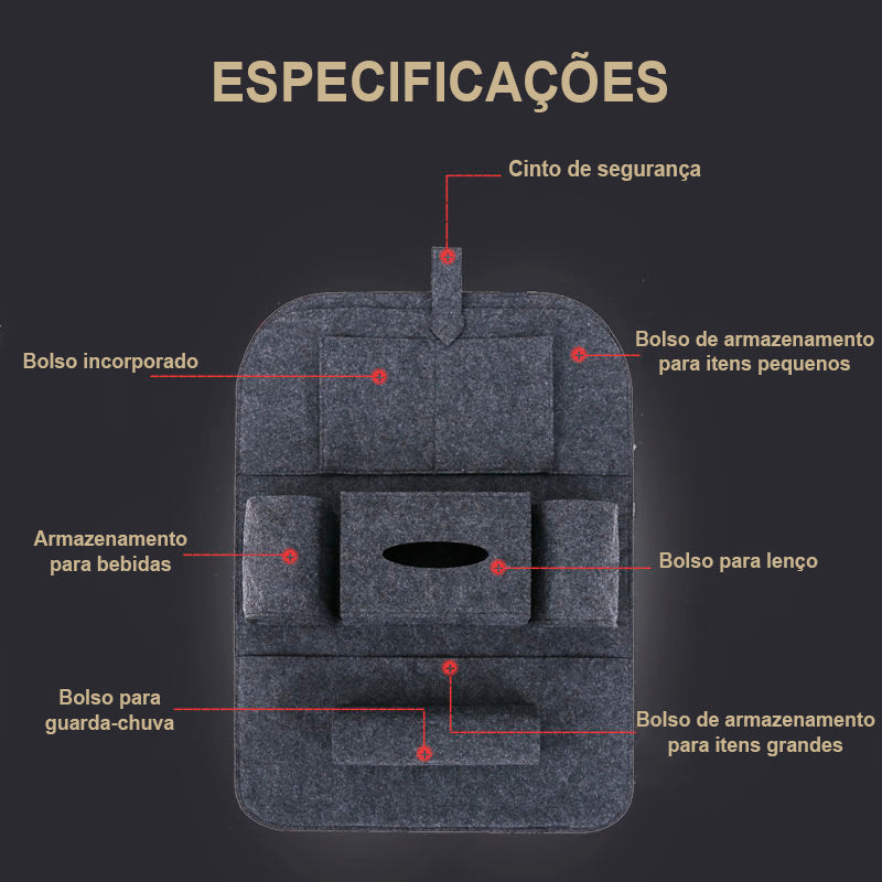Porta-objetos para assento/banco de carro Rede Canan
